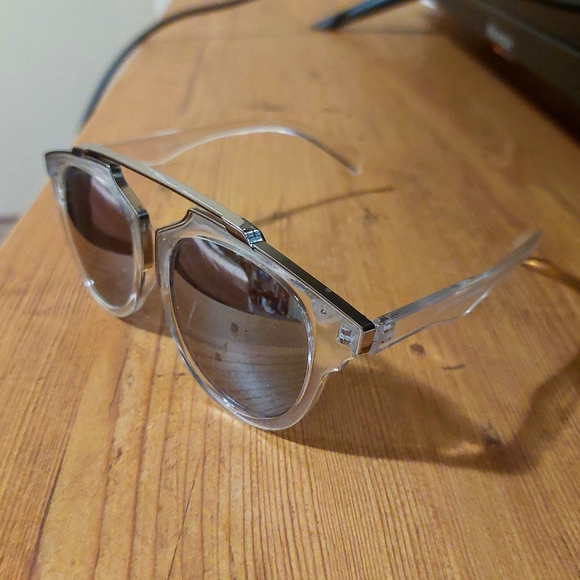 Mirrored Lens Round Aviator Unisex Sunglasses - Picture 4 of 6